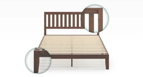 Deluxe Wood Platform Bed Frame with Headboard and Slat Support - Sleep Galleria