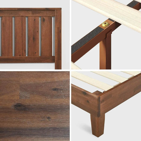 Deluxe Wood Platform Bed Frame with Headboard and Slat Support - Sleep Galleria