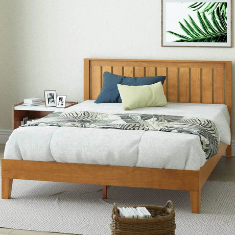 Deluxe Wood Platform Bed Frame with Headboard and Slat Support - Dreams Private Label - Sleep Galleria