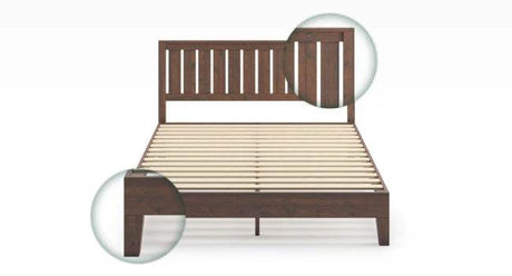 Deluxe Wood Platform Bed Frame with Headboard and Slat Support - Sleep Galleria