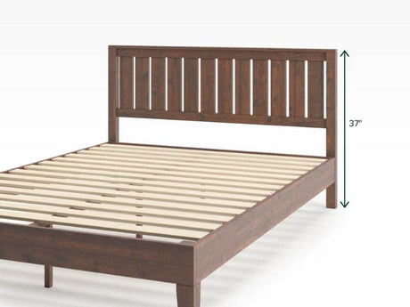 Deluxe Wood Platform Bed Frame with Headboard and Slat Support - Sleep Galleria