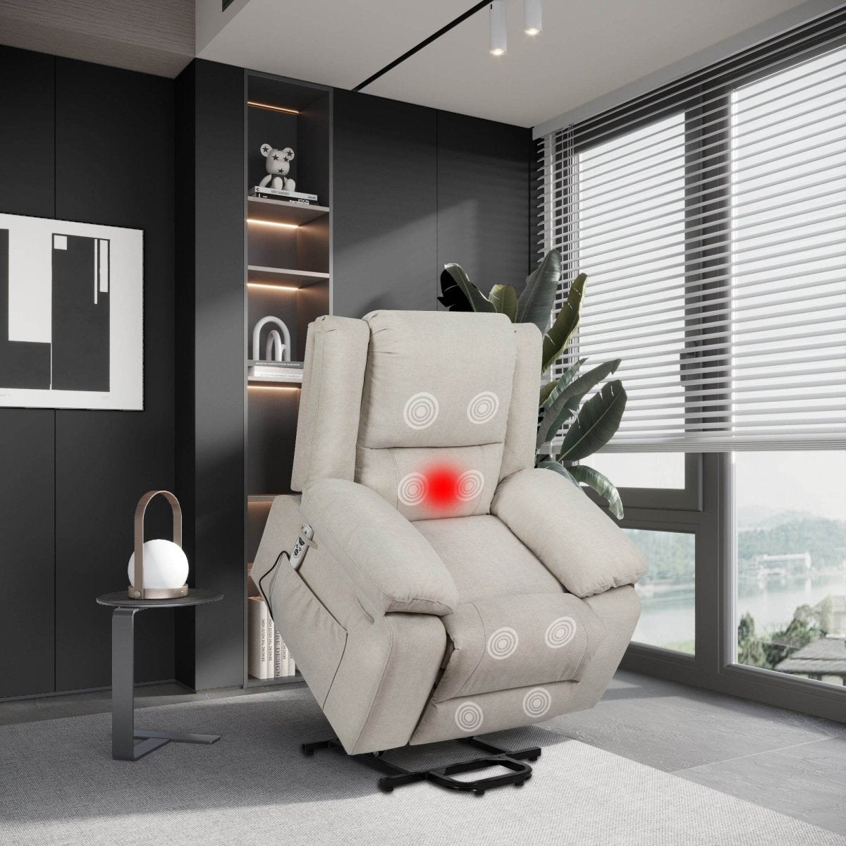 Electric Power Recliner Chair With Massage Beige - Sleep Galleria
