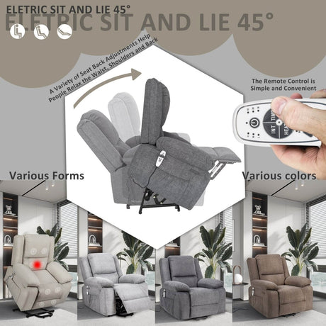 Electric Power Recliner Chair With Massage Brown - Sleep Galleria