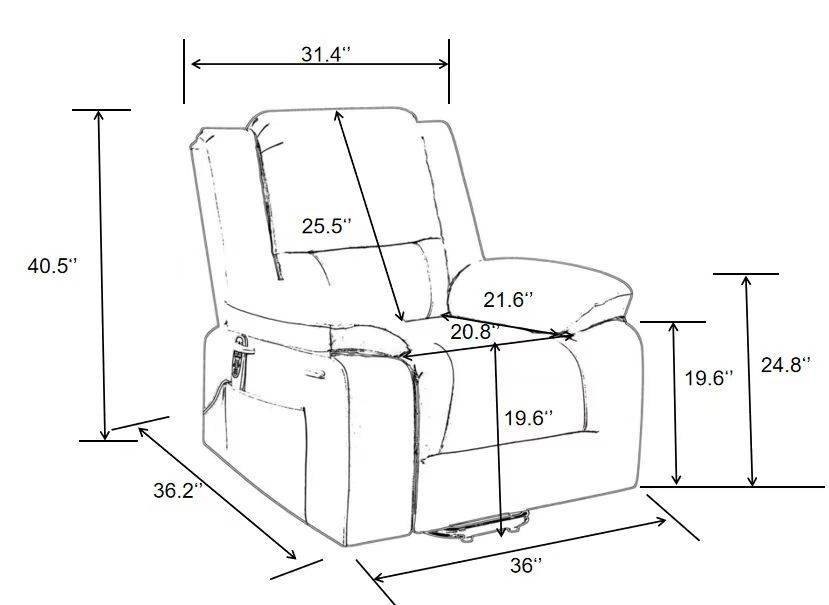 Electric Power Recliner Chair With Massage Light Grey - Sleep Galleria