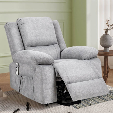 Electric Power Recliner Chair With Massage Light Grey - Sleep Galleria