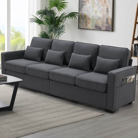 Modern Linen Fabric 4-Seater Sofa - Sleep Galleria