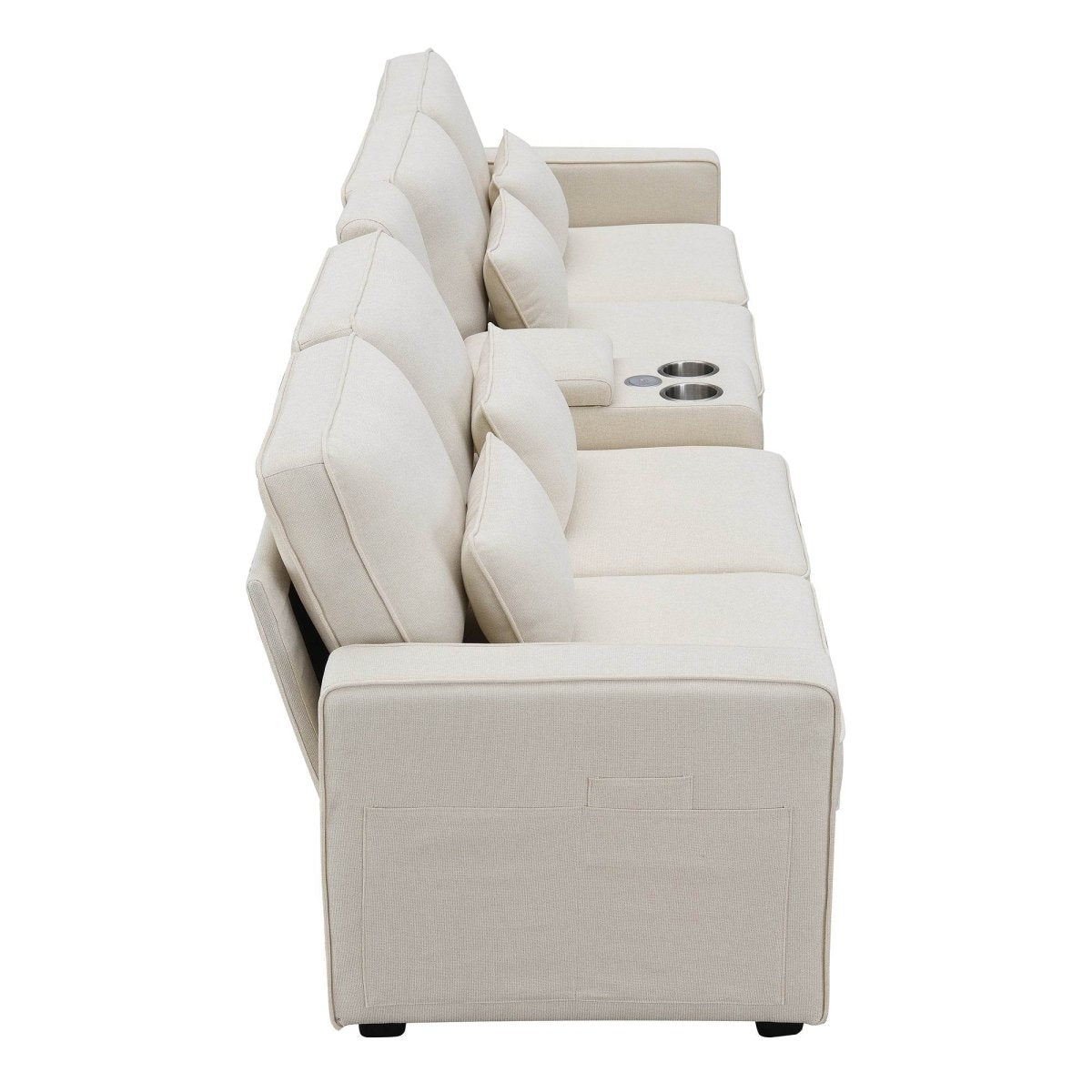 Modern Linen Upholstered Sofa for Four - Sleep Galleria