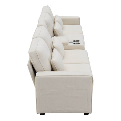 Modern Linen Upholstered Sofa for Four - Sleep Galleria