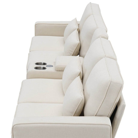 Modern Linen Upholstered Sofa for Four - Sleep Galleria