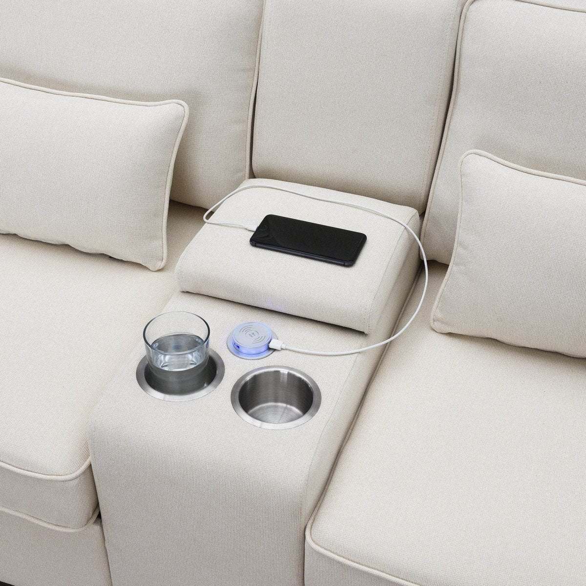 Modern Linen Upholstered Sofa for Four - Sleep Galleria