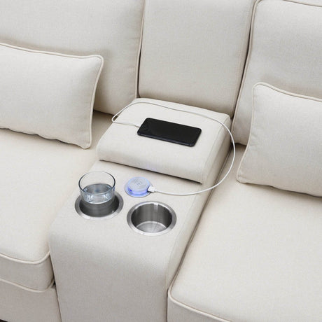 Modern Linen Upholstered Sofa for Four - Sleep Galleria