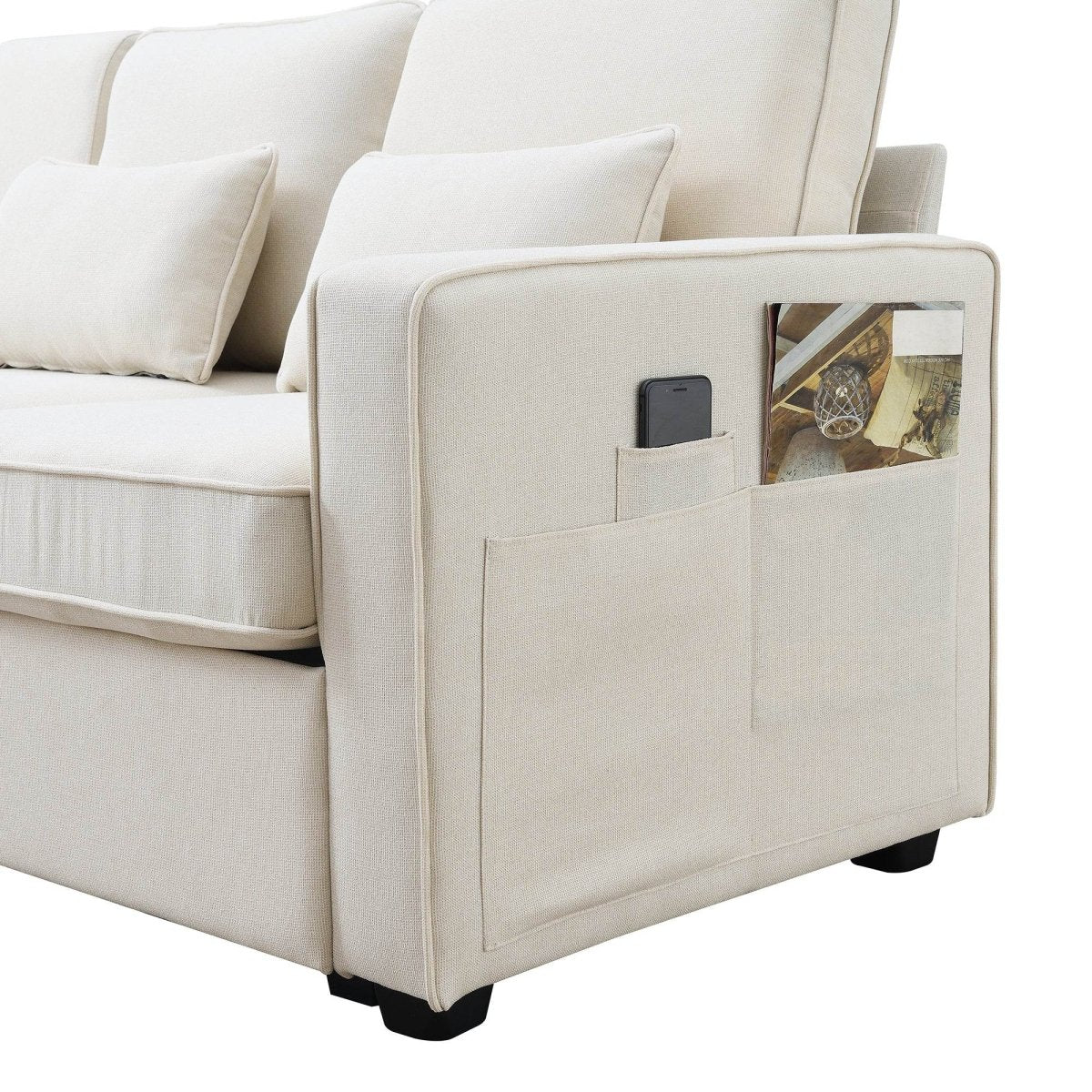 Modern Linen Upholstered Sofa for Four - Sleep Galleria