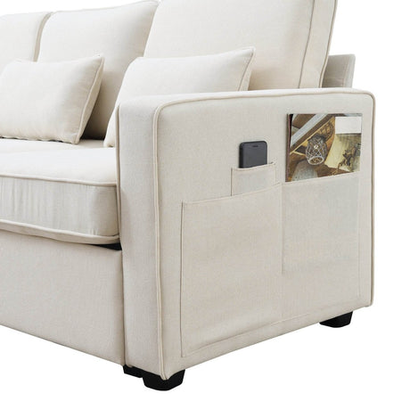 Modern Linen Upholstered Sofa for Four - Sleep Galleria