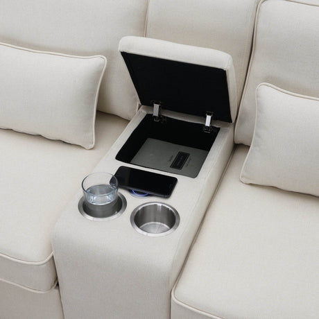 Modern Linen Upholstered Sofa for Four - Sleep Galleria