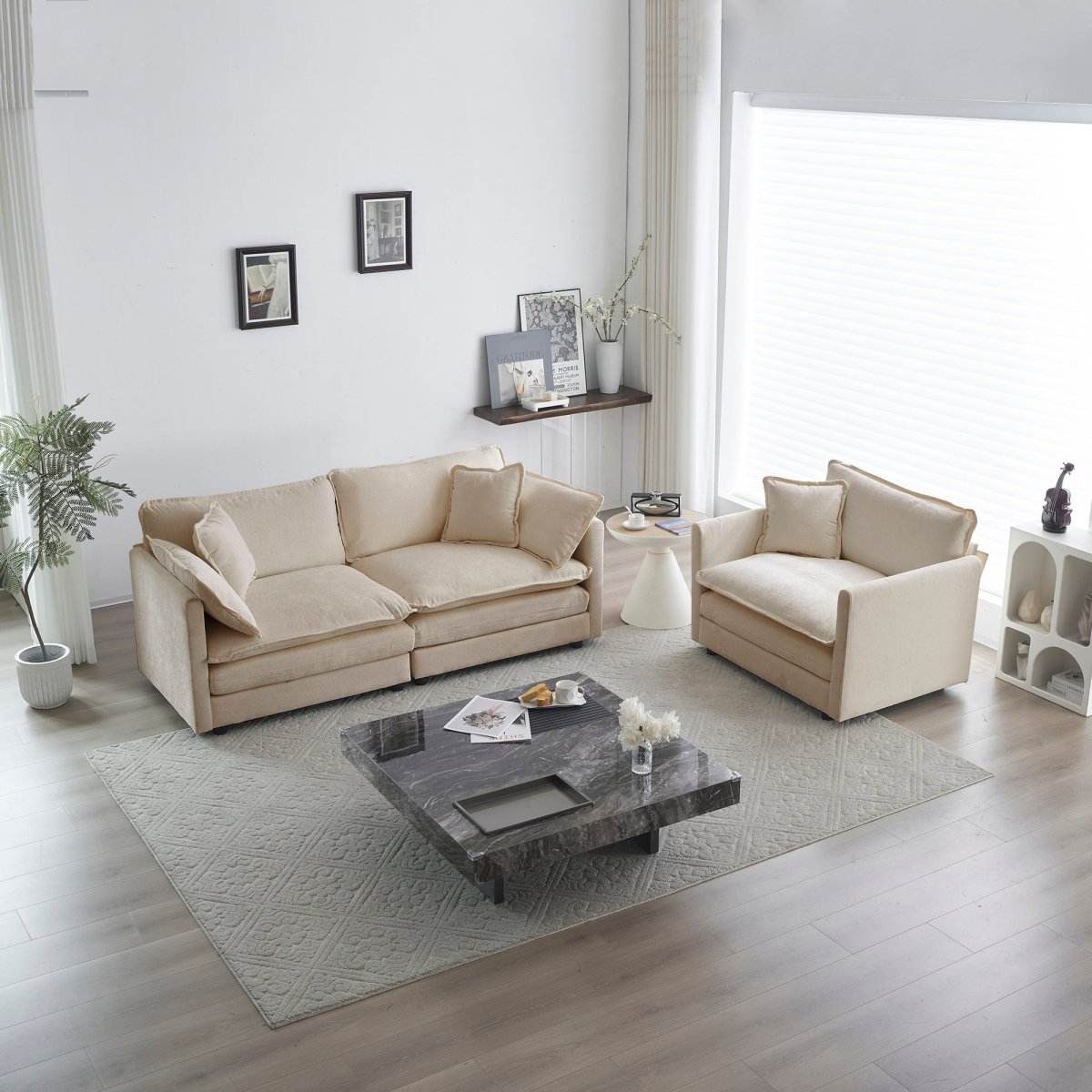 2 - Piece Chenille Upholstered Loveseat And Accent Chair Set - Dreamtide - Sleep Galleria