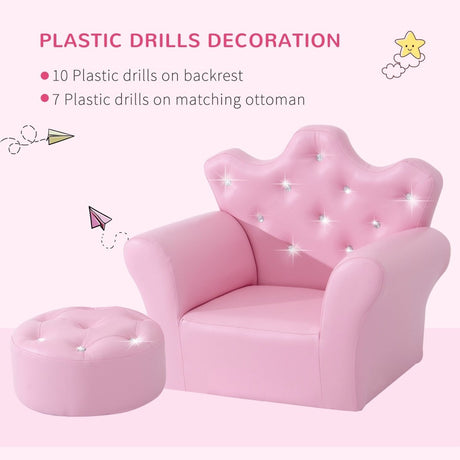 2 - Piece Pink Toddler Sofa Set With Footstool - Dreamtide - Sleep Galleria