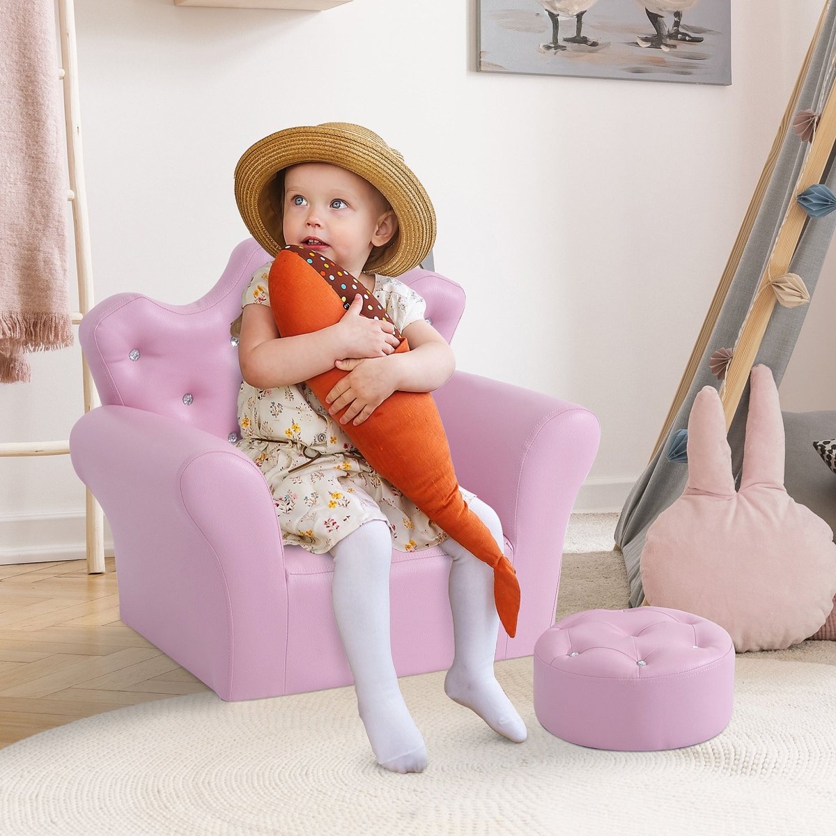 2 - Piece Pink Toddler Sofa Set With Footstool - Dreamtide - Sleep Galleria