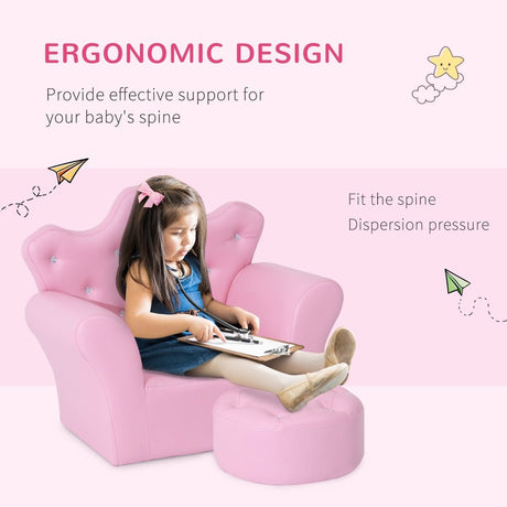 2 - Piece Pink Toddler Sofa Set With Footstool - Dreamtide - Sleep Galleria