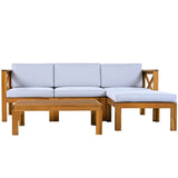5 - Piece Outdoor Acacia Wood Sectional Patio Sofa Set - Dreamtide - Sleep Galleria