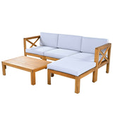 5 - Piece Outdoor Acacia Wood Sectional Patio Sofa Set - Dreamtide - Sleep Galleria