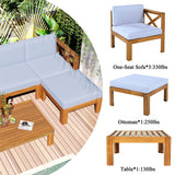 5 - Piece Outdoor Acacia Wood Sectional Patio Sofa Set - Dreamtide - Sleep Galleria