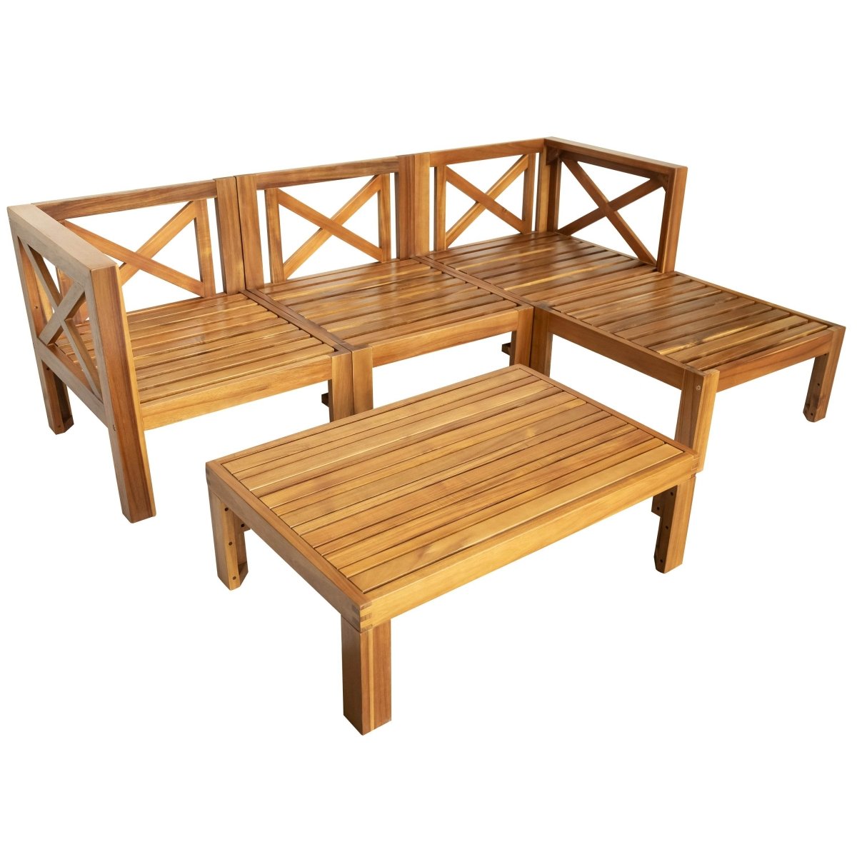 5 - Piece Outdoor Acacia Wood Sectional Patio Sofa Set - Dreamtide - Sleep Galleria