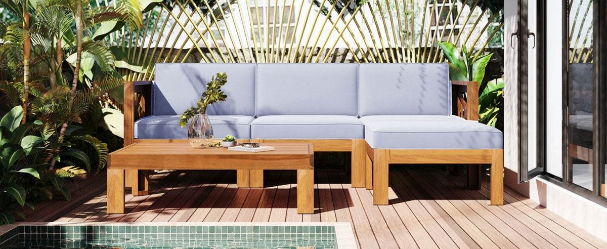 5 - Piece Outdoor Acacia Wood Sectional Patio Sofa Set - Dreamtide - Sleep Galleria