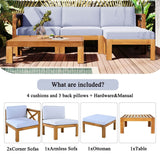 5 - Piece Outdoor Acacia Wood Sectional Patio Sofa Set - Dreamtide - Sleep Galleria