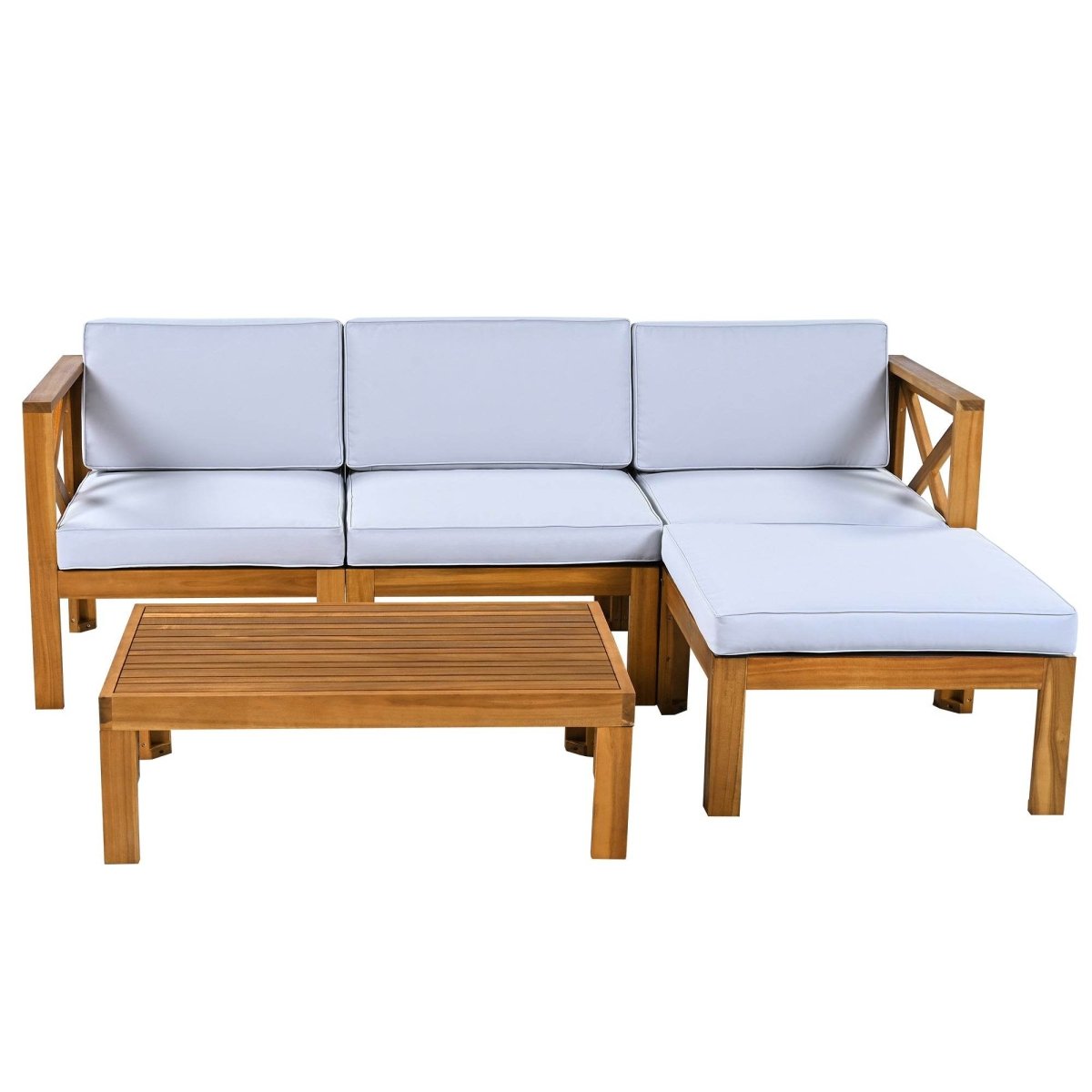 5 - Piece Outdoor Acacia Wood Sectional Patio Sofa Set - Dreamtide - Sleep Galleria