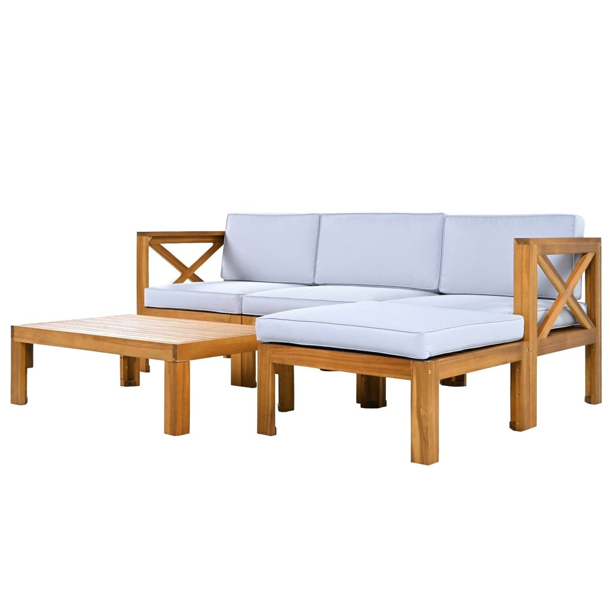 5 - Piece Outdoor Acacia Wood Sectional Patio Sofa Set - Dreamtide - Sleep Galleria