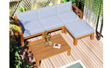 5 - Piece Outdoor Acacia Wood Sectional Patio Sofa Set - Dreamtide - Sleep Galleria
