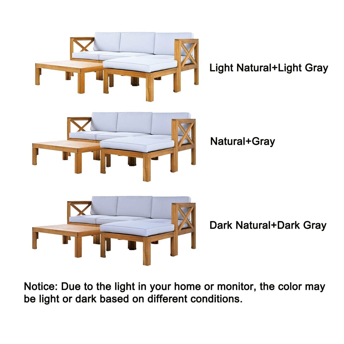 5 - Piece Outdoor Acacia Wood Sectional Patio Sofa Set - Dreamtide - Sleep Galleria