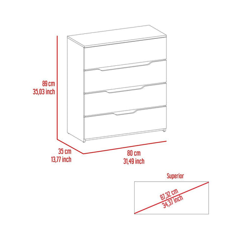 California Engineered Wood Drawer Dresser With Four Spacious Drawers - Sleep Galleria