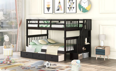 Full - Over - Full Solid Wood Stairway Bunk Bed With Storage - Dreamtide - Sleep Galleria