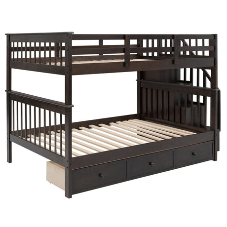 Full - Over - Full Solid Wood Stairway Bunk Bed With Storage - Dreamtide - Sleep Galleria