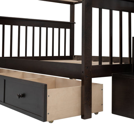 Full - Over - Full Solid Wood Stairway Bunk Bed With Storage - Dreamtide - Sleep Galleria