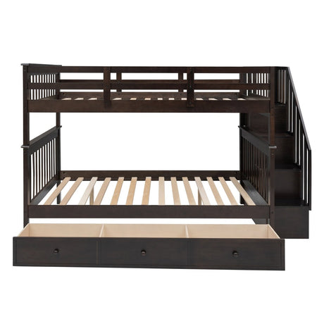 Full - Over - Full Solid Wood Stairway Bunk Bed With Storage - Dreamtide - Sleep Galleria