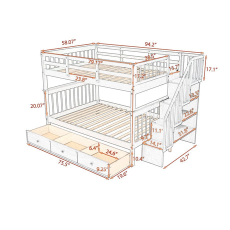 Full - Over - Full Solid Wood Stairway Bunk Bed With Storage - Dreamtide - Sleep Galleria
