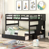 Full - Over - Full Solid Wood Stairway Bunk Bed With Storage - Dreamtide - Sleep Galleria