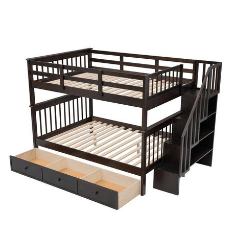 Full - Over - Full Solid Wood Stairway Bunk Bed With Storage - Dreamtide - Sleep Galleria