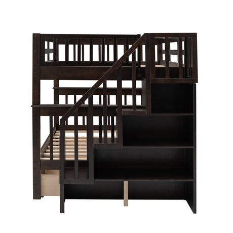 Full - Over - Full Solid Wood Stairway Bunk Bed With Storage - Dreamtide - Sleep Galleria