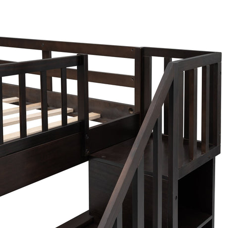 Full - Over - Full Solid Wood Stairway Bunk Bed With Storage - Dreamtide - Sleep Galleria