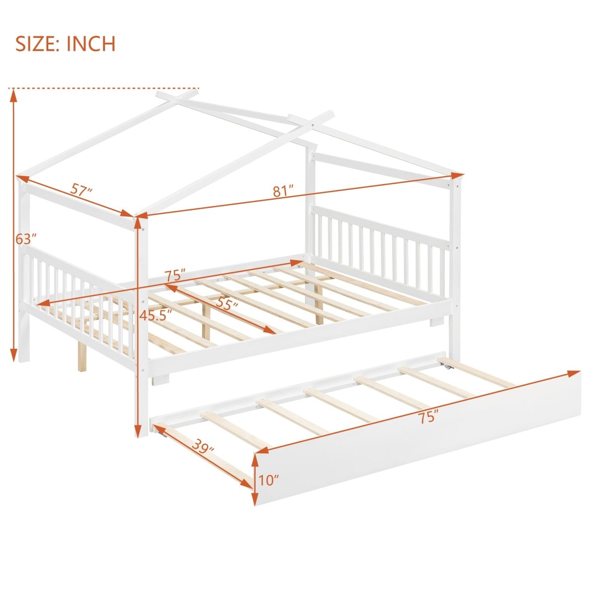 Full Size Solid Wood House Bed With Twin Trundle - Dreamtide - Sleep Galleria