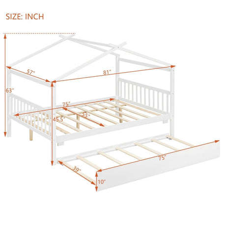 Full Size Solid Wood House Bed With Twin Trundle - Dreamtide - Sleep Galleria