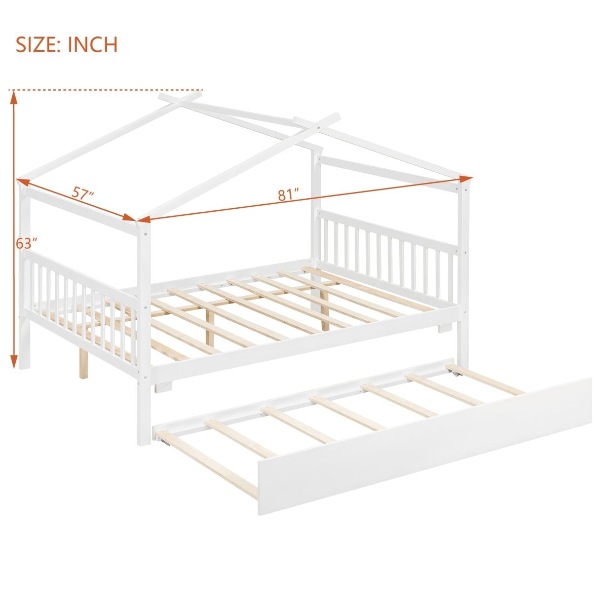 Full Size Solid Wood House Bed With Twin Trundle - Dreamtide - Sleep Galleria