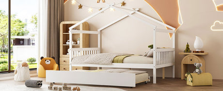 Full Size Solid Wood House Bed With Twin Trundle - Dreamtide - Sleep Galleria