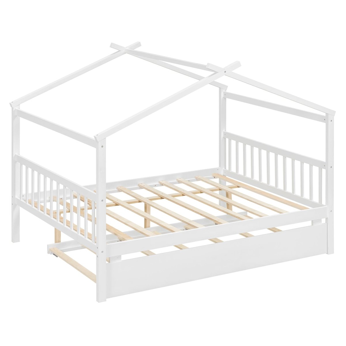 Full Size Solid Wood House Bed With Twin Trundle - Dreamtide - Sleep Galleria