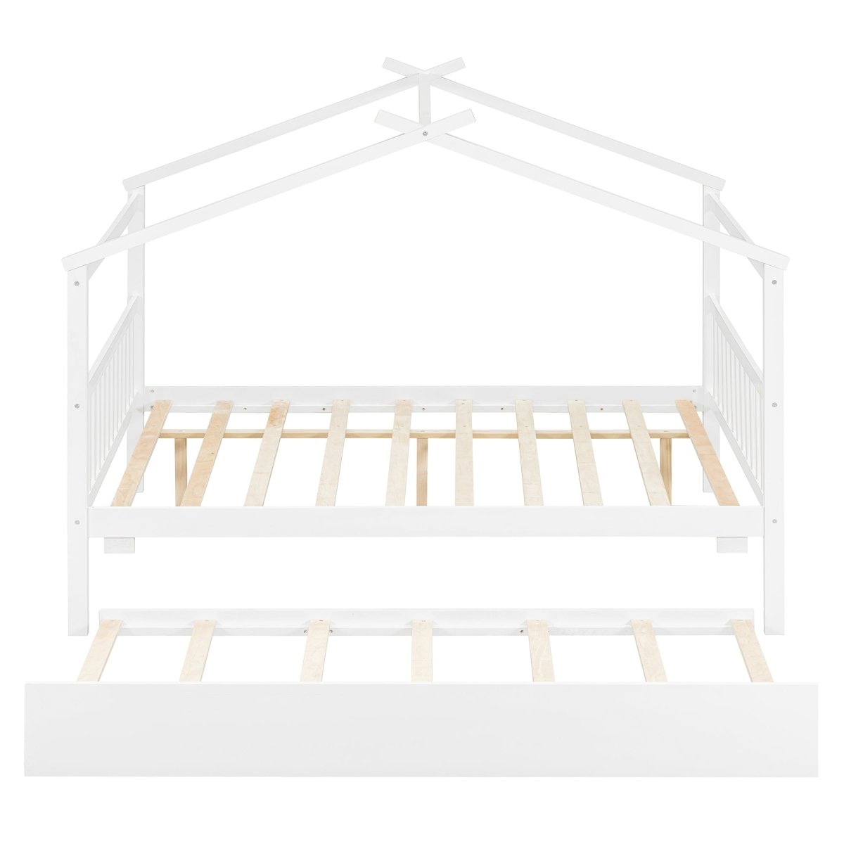 Full Size Solid Wood House Bed With Twin Trundle - Dreamtide - Sleep Galleria