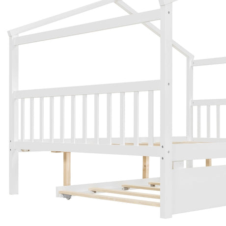 Full Size Solid Wood House Bed With Twin Trundle - Dreamtide - Sleep Galleria