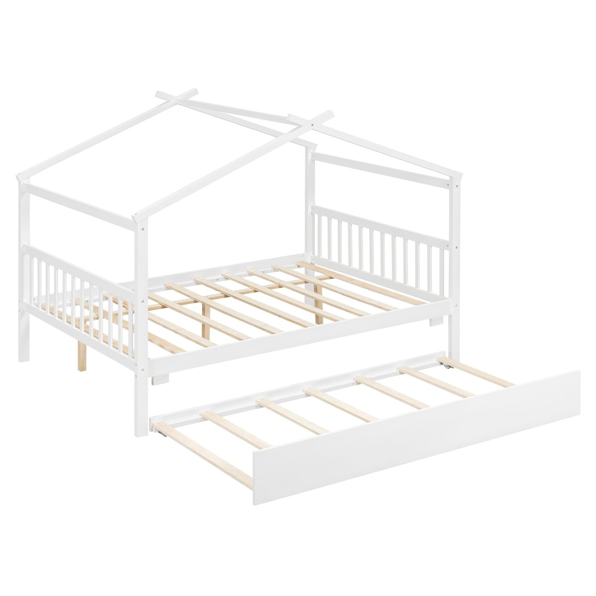Full Size Solid Wood House Bed With Twin Trundle - Dreamtide - Sleep Galleria